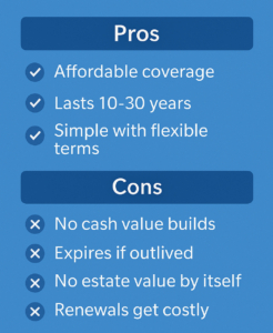 Infographic of term life insurance benefits in Orange County