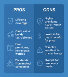 Infographic of whole life insurance benefits in Southern California