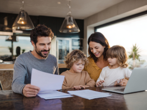 Orange County family reviewing term life insurance options for financial security