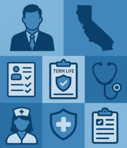 Infographic of term life underwriting and medical exam in California